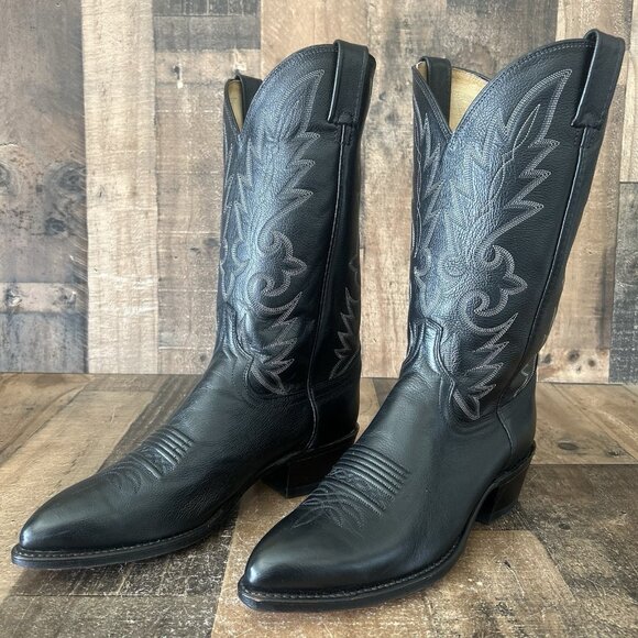 Dan Post 110 J Black Western Extra Wide Cowboy Boots Mens 9 EW - Picture 2 of 12